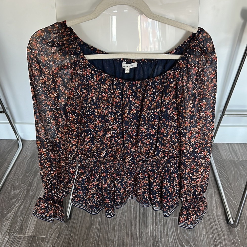 Max Studio Floral Smocked Off the Shoulder Top
